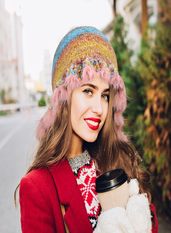 Busnos Crochet Bucket Hats for Women Fashionable Cute Winter Hat for Women Womens Knit Hats Pink Womens Beanie - Image 4